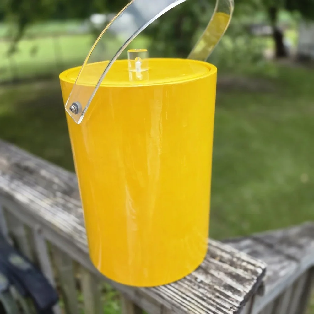 Vintage Specialties Unlimited Yellow Ice Bucket Lucite Handle MCM Mod Barware